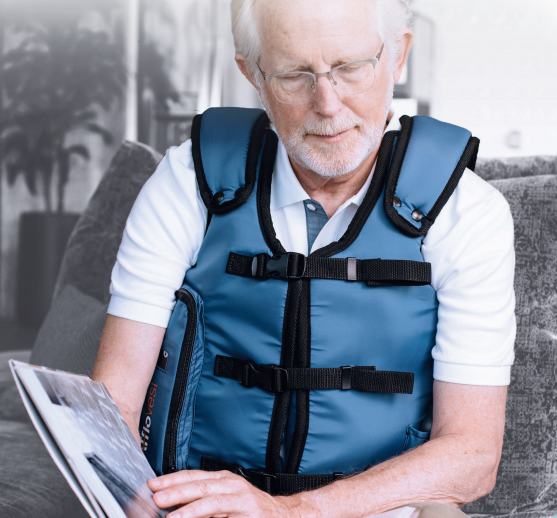 Photo of a man using the AffloVest.