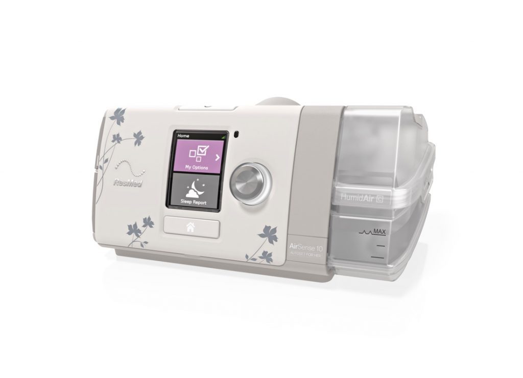 Photo of the AirSense 10 CPAP for her against white background.