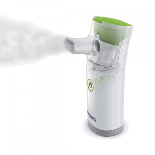 Photo of the InnoSpire Go with the spray activated.