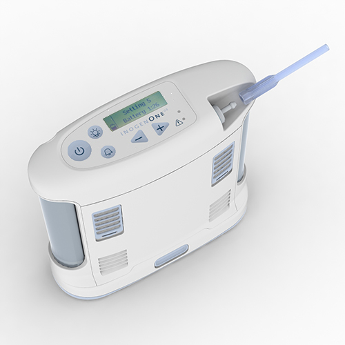 Photo of the Inogen One G3 System product with cannula featured.