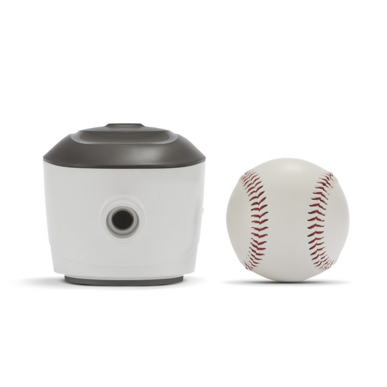 Photo of the Transcend 3 miniCPAP product next to a baseball.