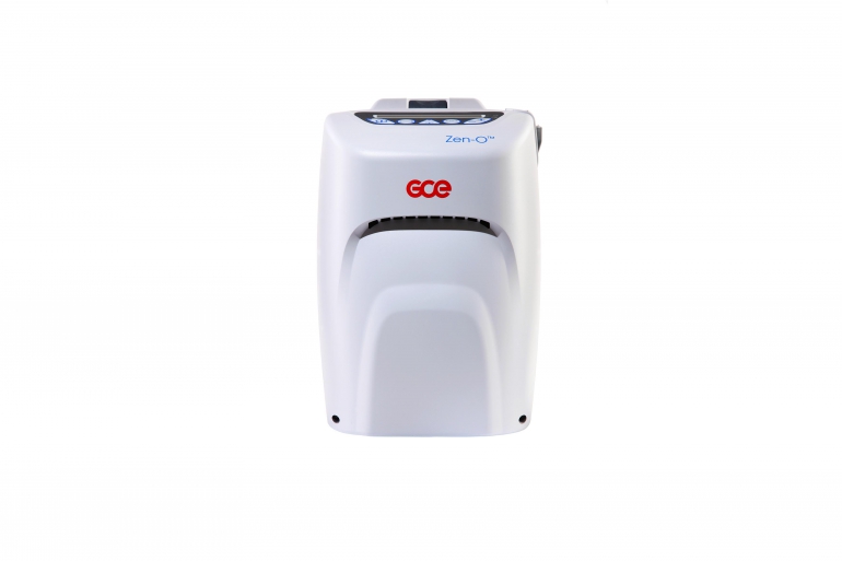 Photo of the Zen-O Portable Oxygen Concentrator on white background.