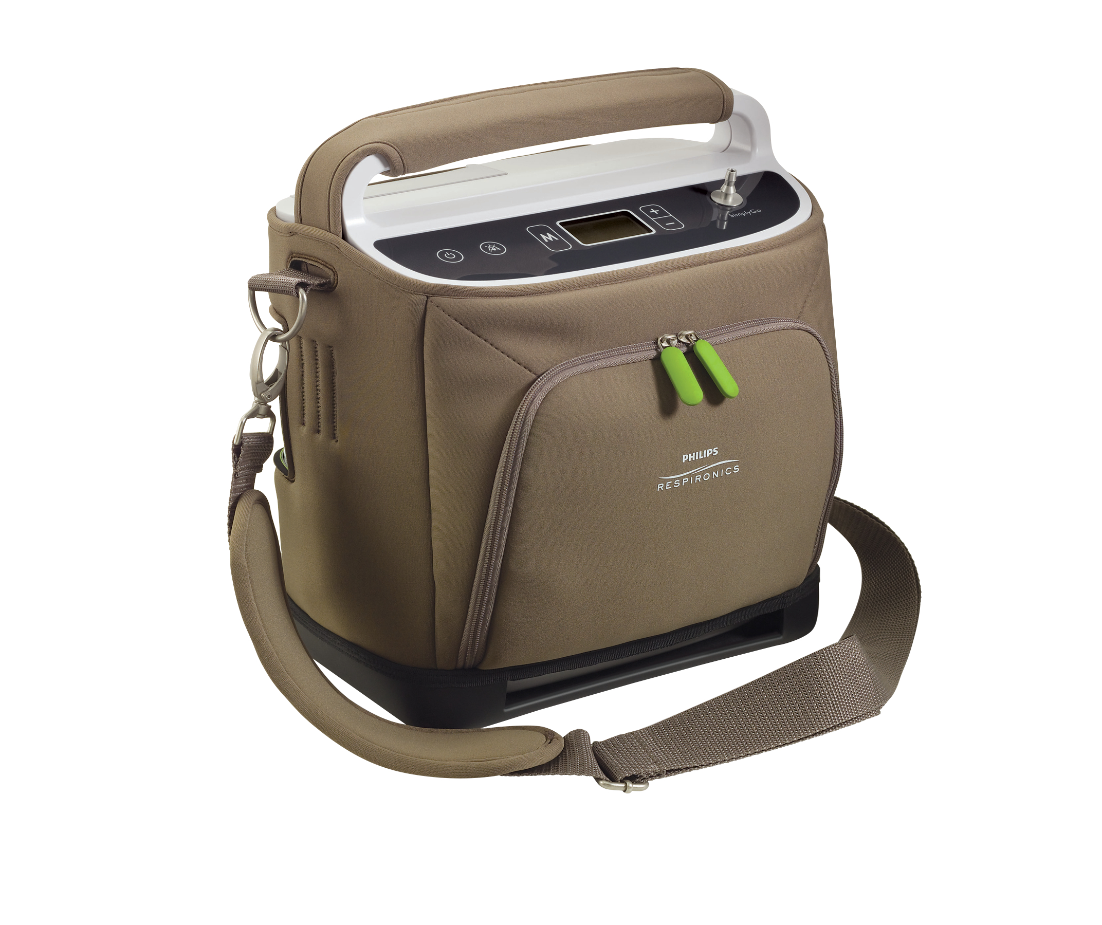 Photo of the SimplyGo Portable Oxygen Concentrator in a bag.