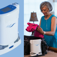 Photo of the FreeStyle Comfort and a photo of the woman using it side by side. thumbnail